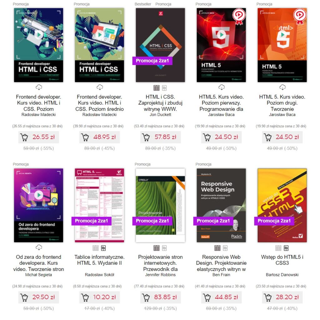 książki do nauki HTML i CSS - prosty język programowania