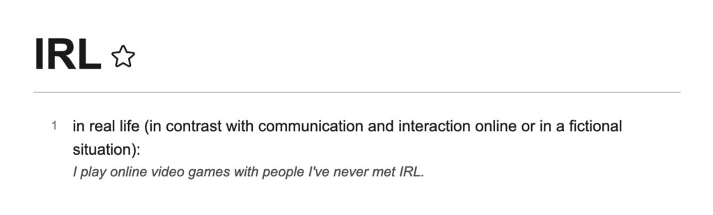 definicja IRL dictionary