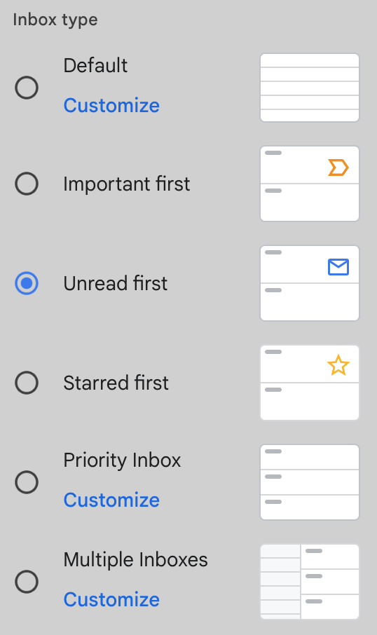 Gmail poczta – ustawienia widoku skrzynki