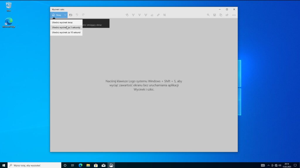 Narzędzie wycinania – skrót w Windows 10
